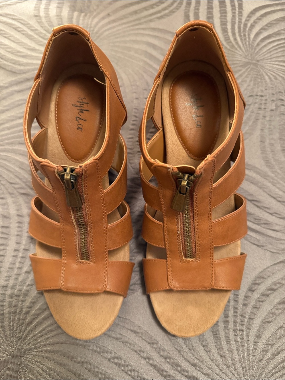 Style & Co. Tan Strappy Cork Wedge Sandals - Picture 3 of 5